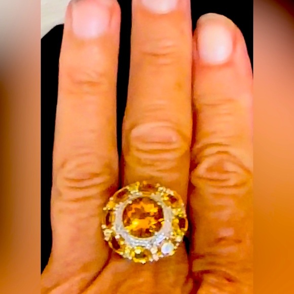 Ring w/authentic Rare Spessartite Garnet Gems 925 Sterling Silver sz 7 - Picture 2 of 10